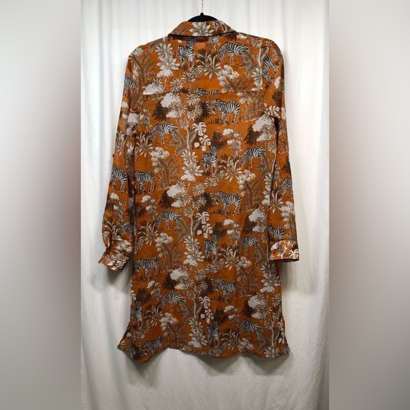 Live 4 Truth Long Shirt Dress Medium Womens Sheer Button Zebra Palm Trees NWT - Picture 8 of 16